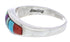 Sterling Silver Southwest Multicolor Inlay Ring Size 6-1/2 CX50615